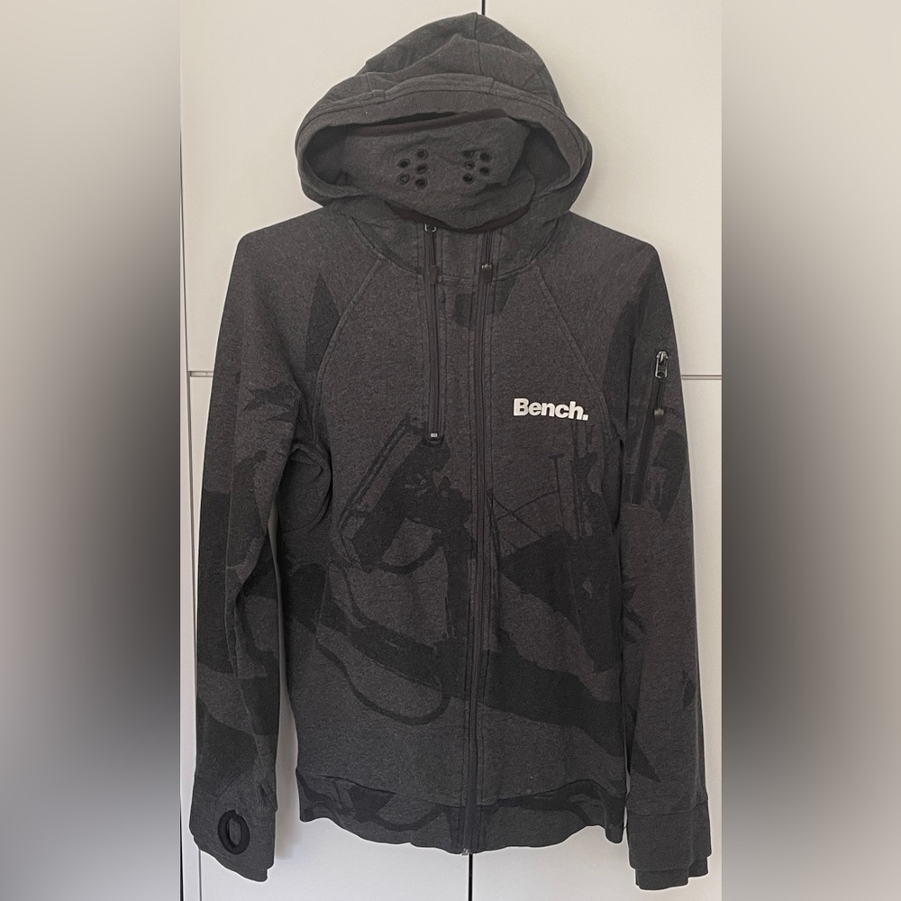 Bench Men’s Hoodie Small S Dark Grey Hideaway Face Mask Great For Winter